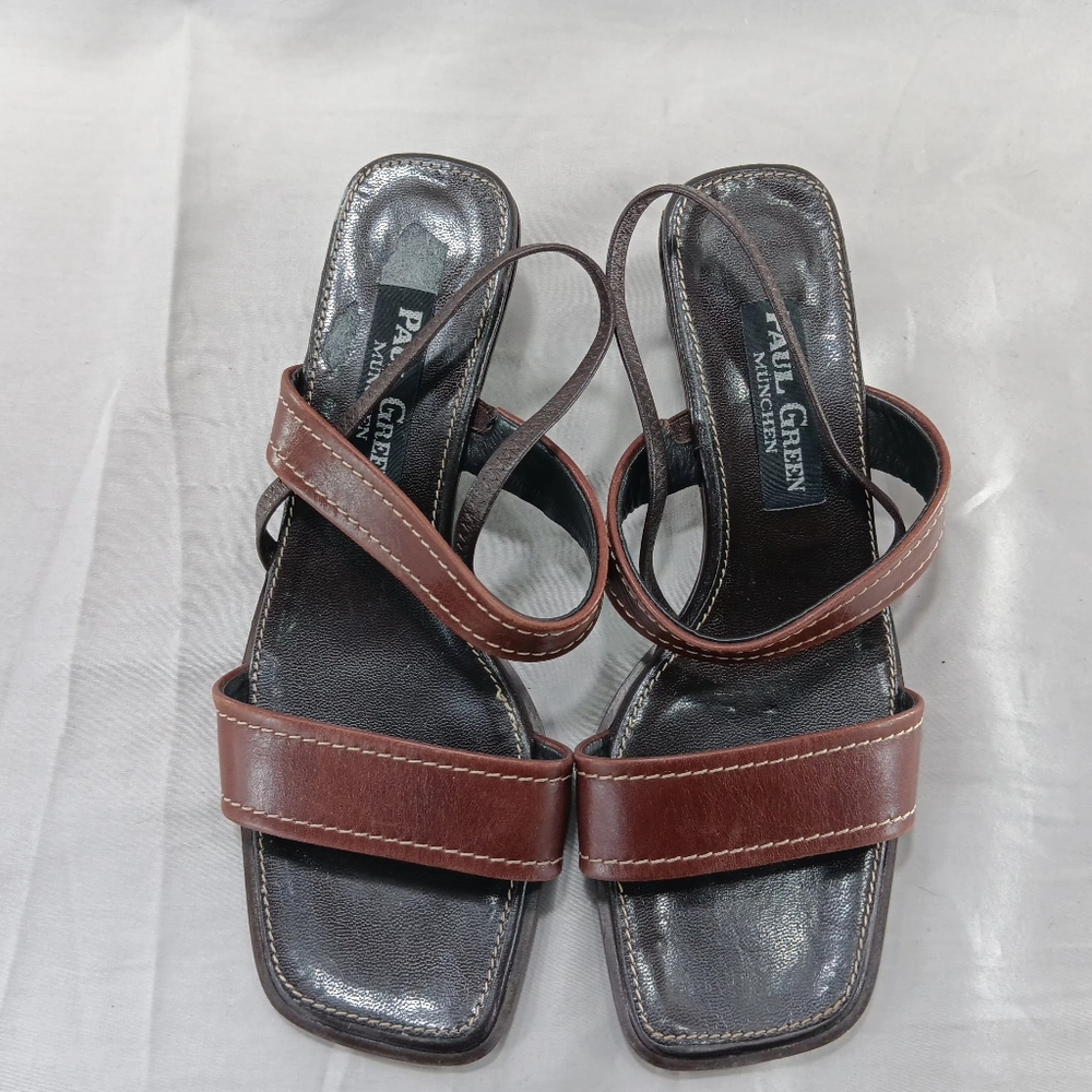 Vintage Paul Green Munchen Sandals Women Size 6 Brown Leather Classic Old Money - Picture 6 of 16